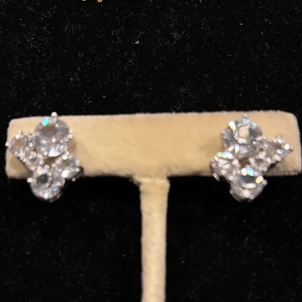 Elegant Silver Crystal Stud Earrings
